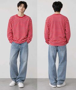 Uniqlo Red Striped Long Sleeve Warm T-Shirt