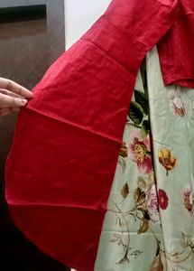 Floral Dress with Red Jacket