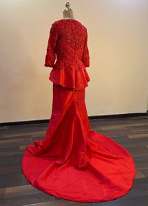 Red Embellished Trail Gown