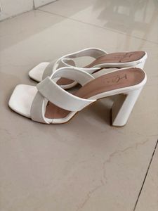 Chic White Cross Strap Heels