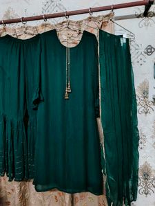 Elegant Teal Embroidered Kurta Set