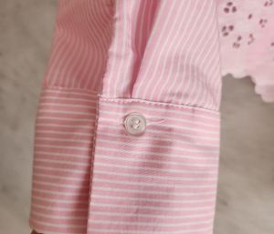 Zara Pink Striped Lace Collar Crop Top