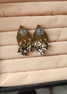 Elegant Black &amp; White Floral Dangle Earrings