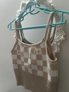 Checkerboard Knit Tank Top