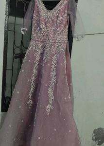 Elegant purple zarkan with katdana Embroidered Gow