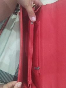 Red Chain Strap Clutch