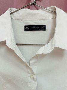 M&amp;S White 3/4 Sleeve Shirt