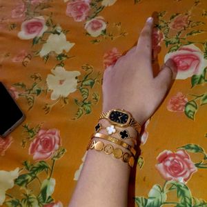 Set of Elegant Gold Bracelets