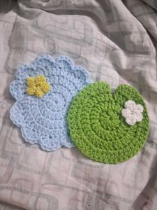 LilyPad and Pond Crochet Coasters