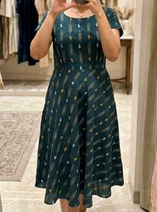 Chic Teal Printed Midi Dress