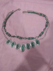 synthetic malachite necklace pair