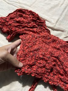 Red Textured Crop Top