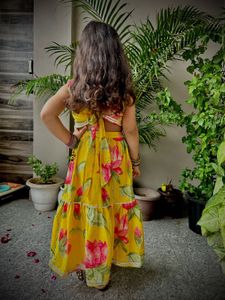 Vibrant Yellow Floral Lehenga Set