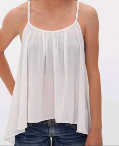 Sheer White Flowy Tank Top