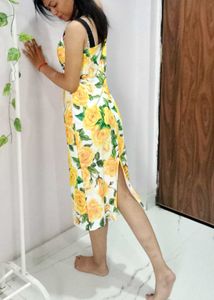 Beautiful Rose Print Strappy Dress
