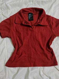 Rust Ribbed Polo Shirt