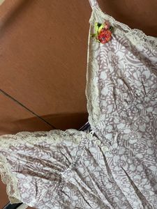 Floral Print Blouse with Lace Trim