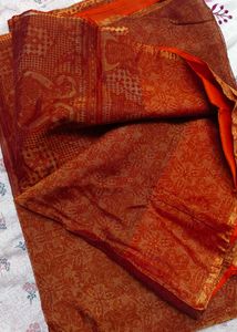 Tissue saree plain no work only print