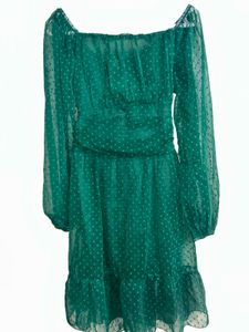 Chic Green Off-Shoulder back tie Dress