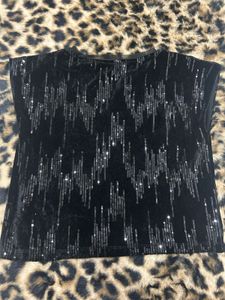 Zara Sparkly Black Velvet Top