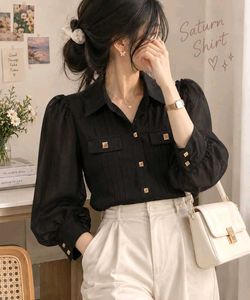 New with tag Korean Premium Chic Black Puff Sleeve