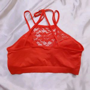 Orange Lace Bralette bra
