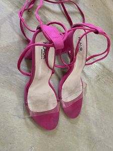Hot Pink Lace-Up Sandals