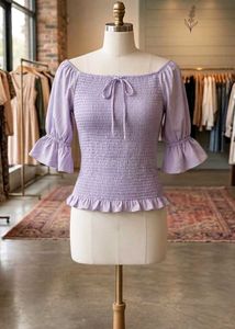 Lilac Smocked Puff Sleeve Top