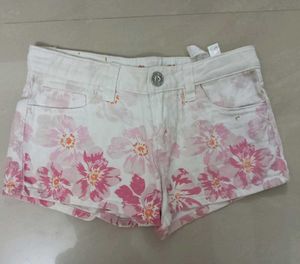 Floral Print Denim Shorts