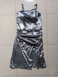 Silver Velvet Mini party Dress