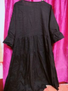 Elegant Black Tiered Kurta with Mirror Work