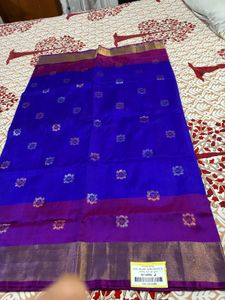 Vibrant Blue &amp; Purple Silk Saree