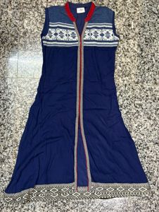 Blue Sleeveless Ethnic Kurta