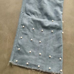 Pearl Embellished Denim Jeans