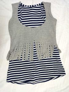 Striped Tunic with Fringed Overlay