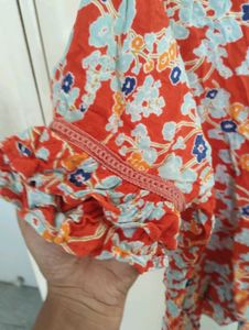 Red Floral Print Top