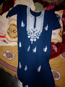 Pink and blue Embroidered Kurta
