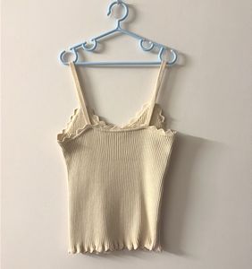 Cream Ribbed Cami Top
