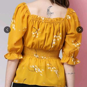 Yellow Stylish Off shoulder top
