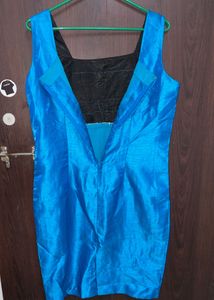 Blue &amp; Black Sleeveless stiched Dress
