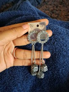 Oxidized Silver Jhumka Earrings