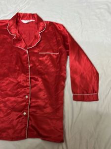 Red Satin Pajama Set