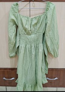 Sage Green Ruffle Mini Dress