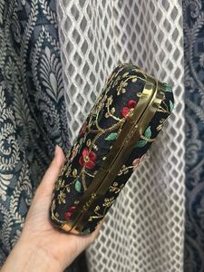 Embroidered Black Clutch