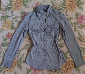 Office Siren Fitted Pinstripe Grey Shirt