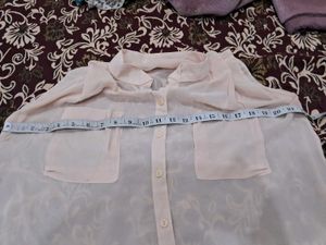 Sheer Sleeveless Button-Up Top