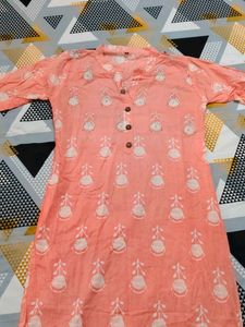 Peach Printed Kurta