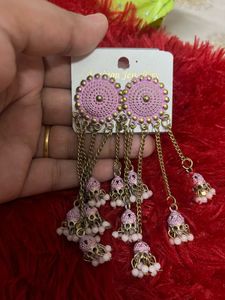 Pink Jhumka Earrings