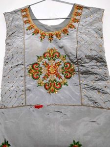 Gray Embroidered Dress