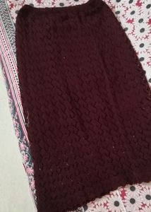 Semi Woolen Maroon Skirt